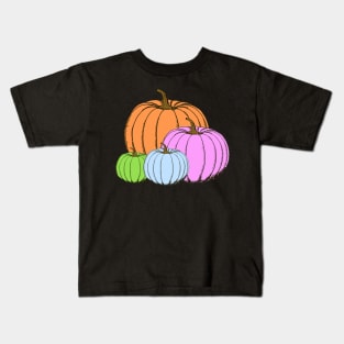 Cute Pumpkins Design in Orange, Blue, Green and Purple Kids T-Shirt